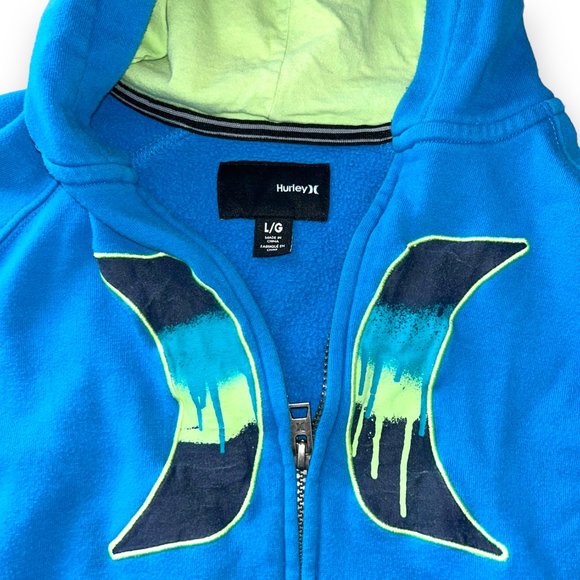 🍃2/$20🍃 Hurley Kids' Zipup Hoodie, Blue, Large - Picture 3 of 7